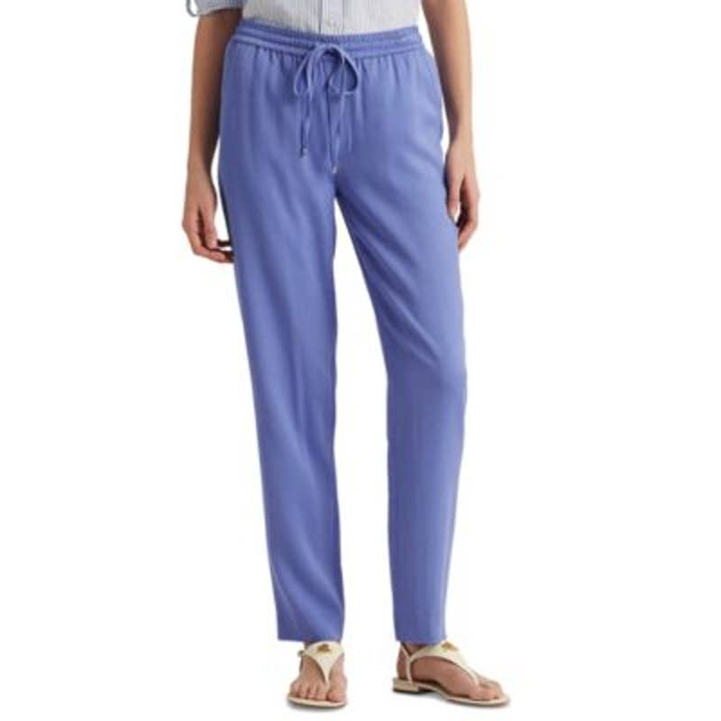 Lauren Ralph Lauren Women's Blue Loch Georgette Double Faced Sweatpants, XXL