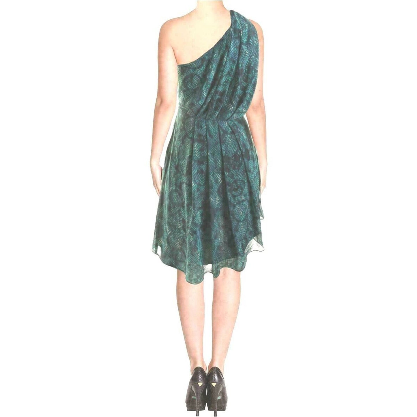 RACHEL ROY WOMEN'S SNAKE PRINT ONE SHOULDER DRESS, TEAL, SZ 10, NWT