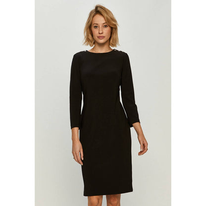 LAUREN RALPH LAUREN ROMEE SNAP SHOULDER SHEATH DRESS BLACK