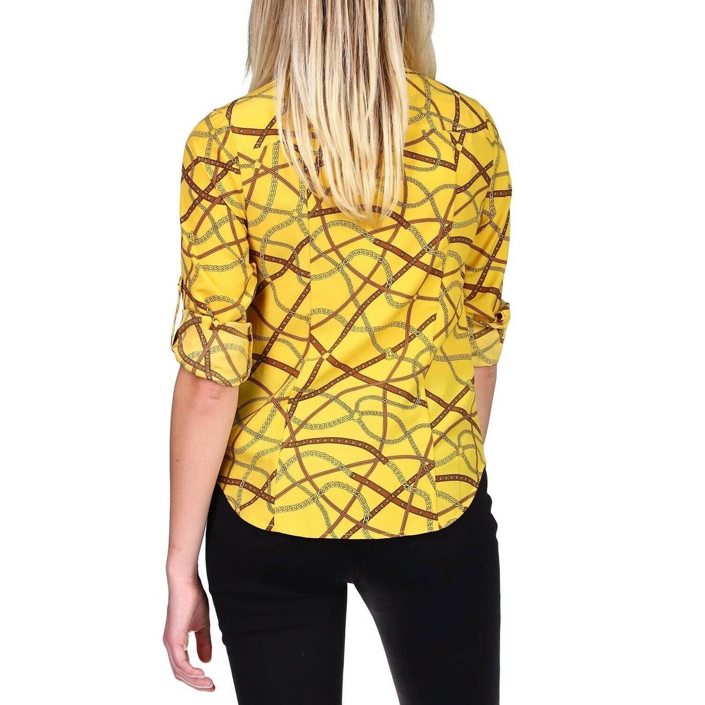 MICHAEL Michael Kors Printed Zip-Front Top, Regular & Petite, Buttercup NWT