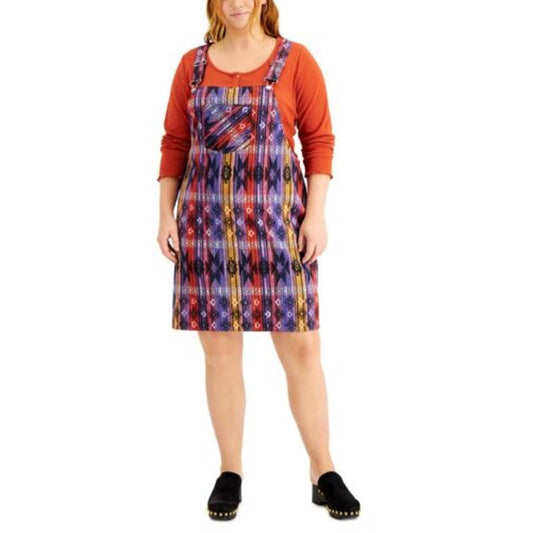 Jolie & Joy by FCT Full Circle Trends Multi-Color Printed Overall Dress, Size 1X