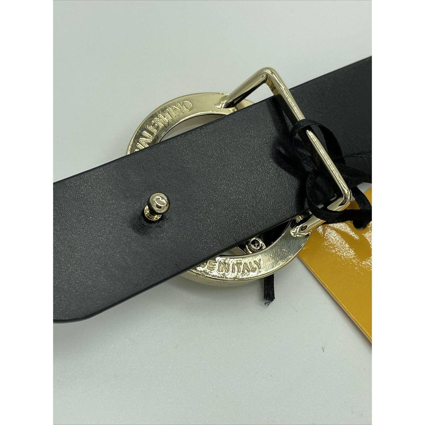 Valentino GIUSY Large Black Leather Monogram Buckle Belt
