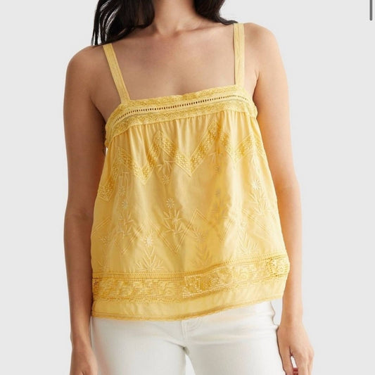 Lucky Brand Bright Yellow Smock Blouse w/ Adjustable Straps, Size XL, NWT!!