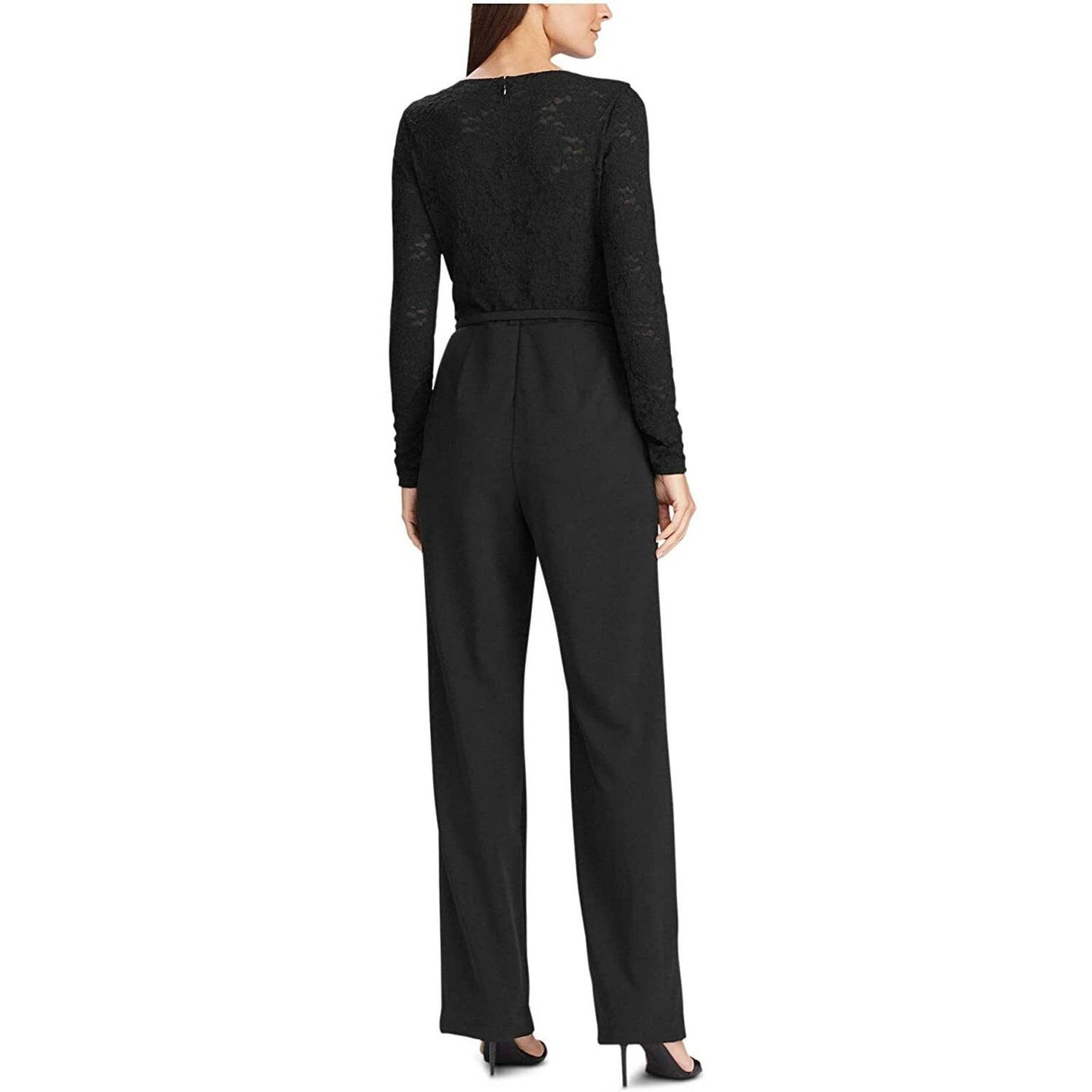 LAUREN RALPH LAUREN LADIES PARKER LACE SLEEVE BELTED JUMPSUIT, 14 NWT $175