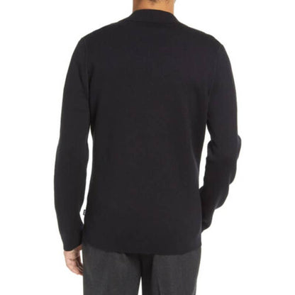 HUGO BOSS Men's Black Knit Novaro Button Up Sweater