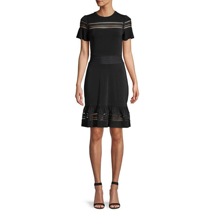 MICHAEL Michael Kors Mesh Mix Ruffle Dress, Black