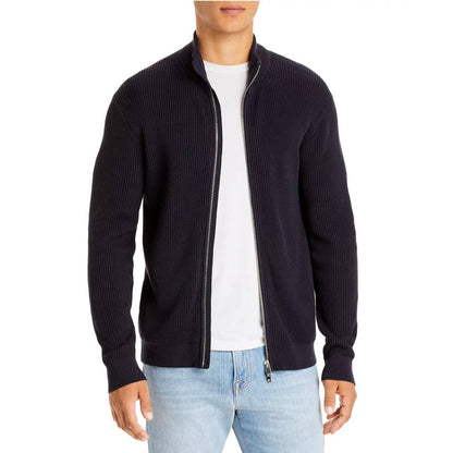 Theory Men's Baltic Blue "Eco Breach" Mock Neck Zip Up Sweater