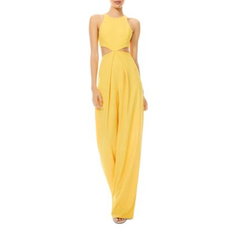 Alice + Olivia Women's Bright Yellow "Cara" Cutout Jumpsuit, Size 10