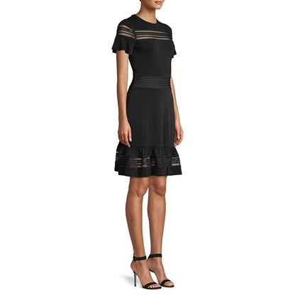 MICHAEL Michael Kors Mesh Mix Ruffle Dress, Black