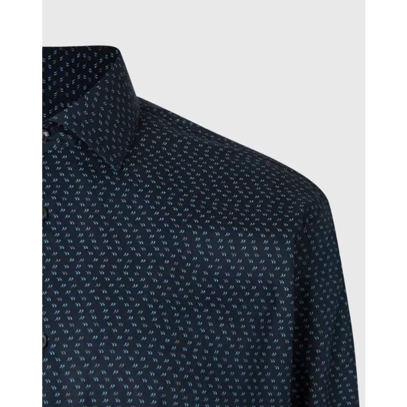 John Varvatos Men's Patterned Navy Blue Button-Up Shirt