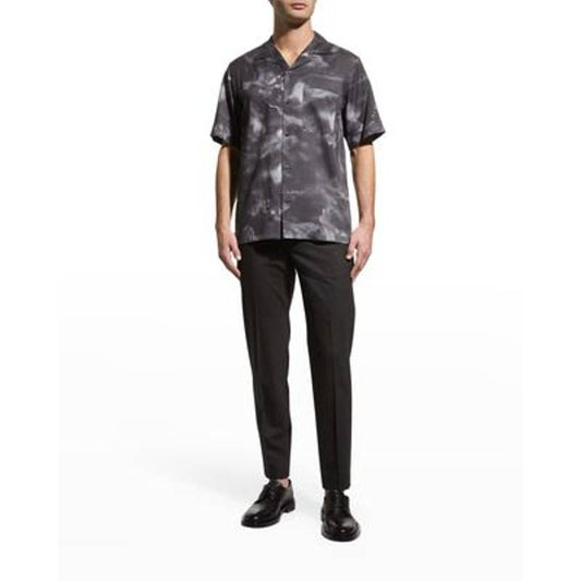 Theory Men's Black & White "Noll" Cloud Print Button-Down Shirt, Size XL